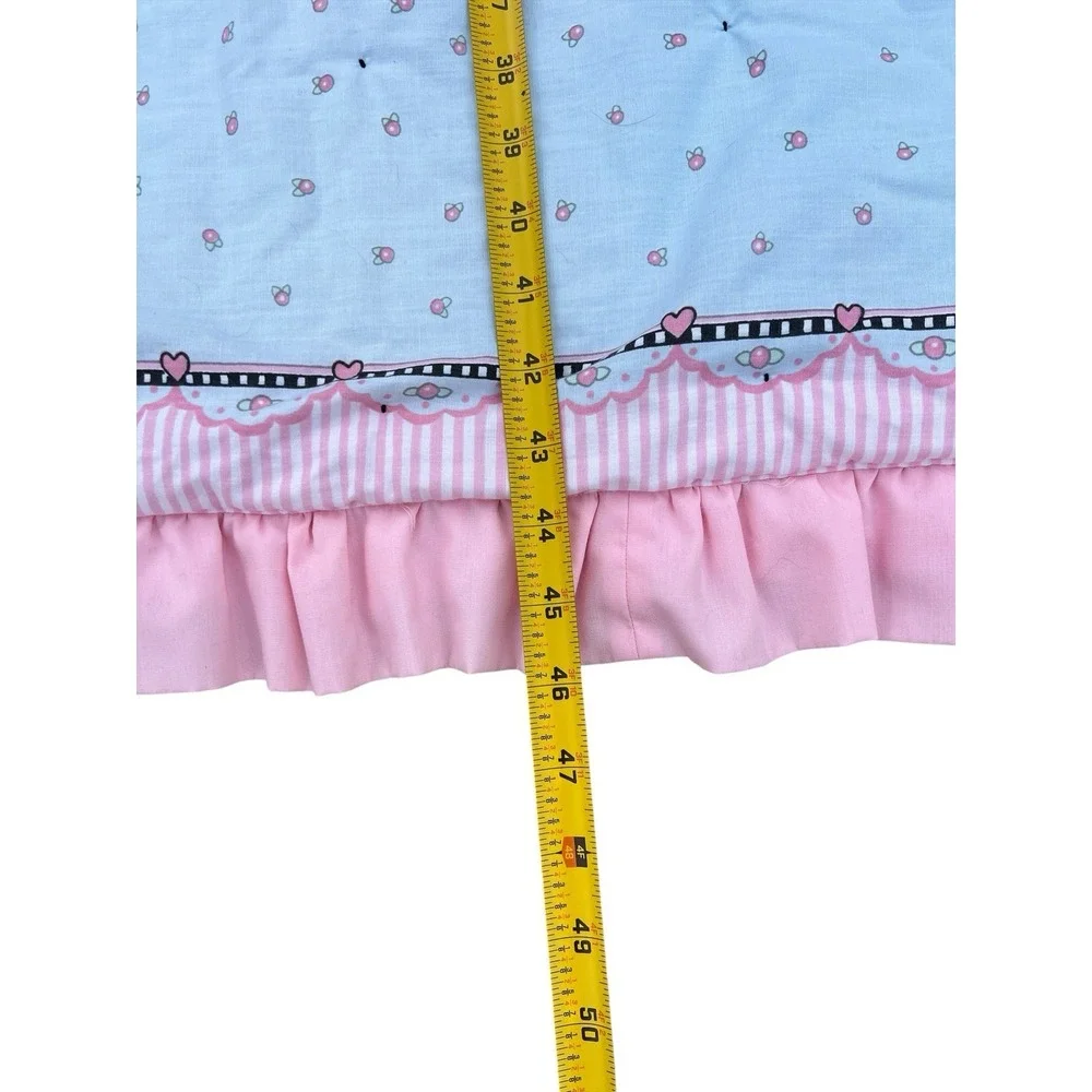 VTG 1991 Daisy Kingdom Honey Bunny Quilt 57x46 Hand Tied Ruffle Lace Trim Throw